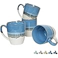 Bosmarlin Ceramic Coffee Mug Set of 4, 17 Oz, Coffee Cups with Big Handle, Microwave Safe, Unique Reactive Glaze