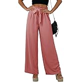 Feiersi Women Casual Wide Leg Pants High Waisted Business Work Casual Pants Loose Flowy Beach Palazzo Pants