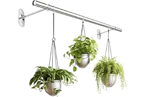 i-Venoya Hanging Planters for Indoor Plants Holder - Plant Hanger Indoor with Hanging Planter Wall Window Plant Shelf Floating Stainless Steel Rod (Pot & Plant Not Included)