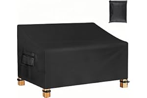 BLIRITEL Patio Loveseat Cover Waterproof, Heavy Duty Outdoor Couch Cover Furniture Sofa Cover, 2-Seater Bench Cover for Outside Sofa,Loveseat,Couch,Bench,Glider (Black, 60 x 35 x 35 Inch)