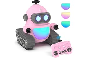 GILOBABY Robot Toys for Girls, Rechargeable Remote Control Robot Toy for Kids, Programmable RC Robots with LED Eyes, Flexible Head & Arms, Dance Moves, Music, Birthday Gifts for Girls Ages 3+ Years