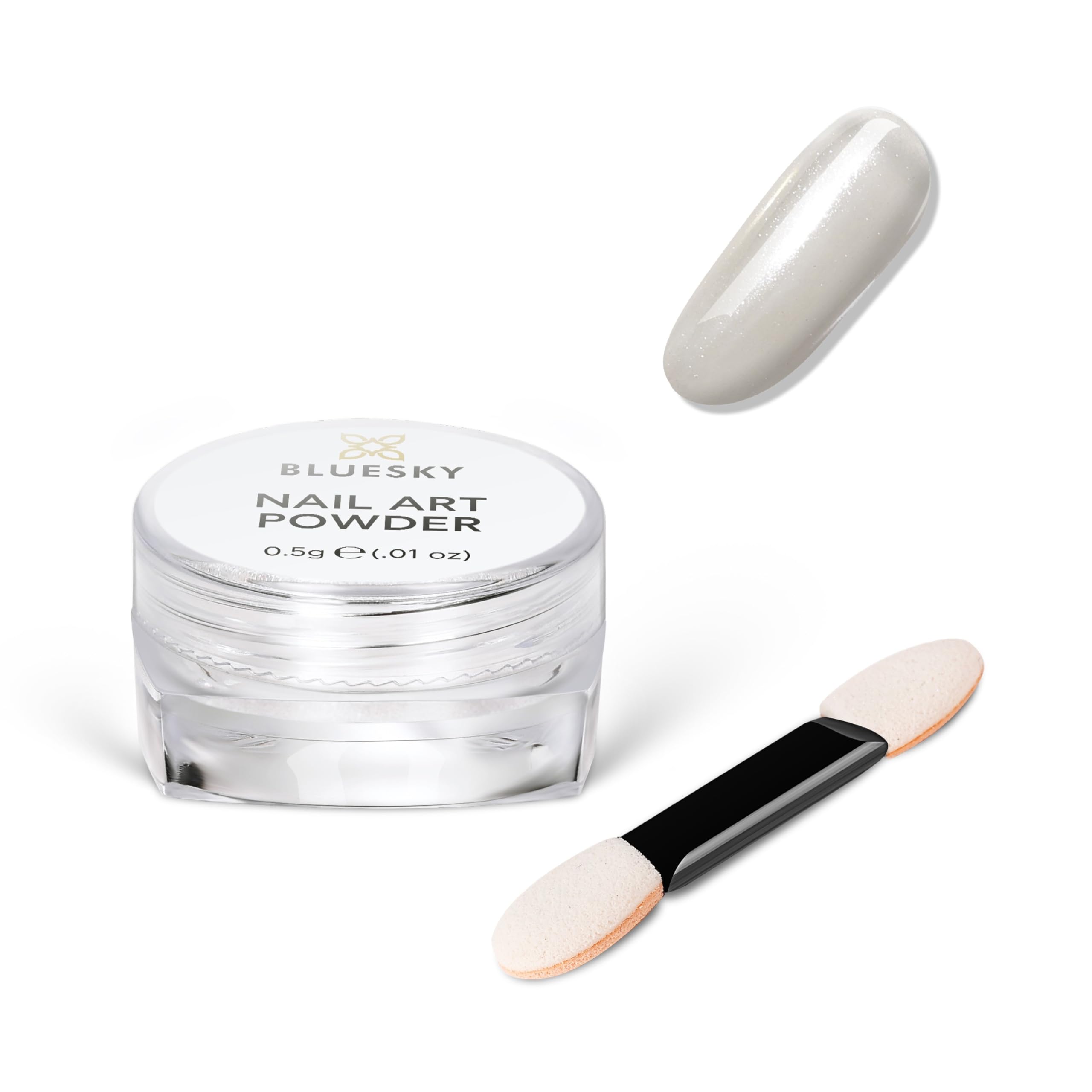 Bluesky Moonshine Nail Powder - Pearl White 5g - Pearlescent Chrome Powder, Glazed Donut Effect, Iridescent Powder for Nails