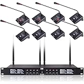 XTUGA CM280 UHF 8 Channel Professional Gooseneck Microphone System Conference Mics Fixed Frequency Super-Low Background Noise for Large conferences(Frequency A)
