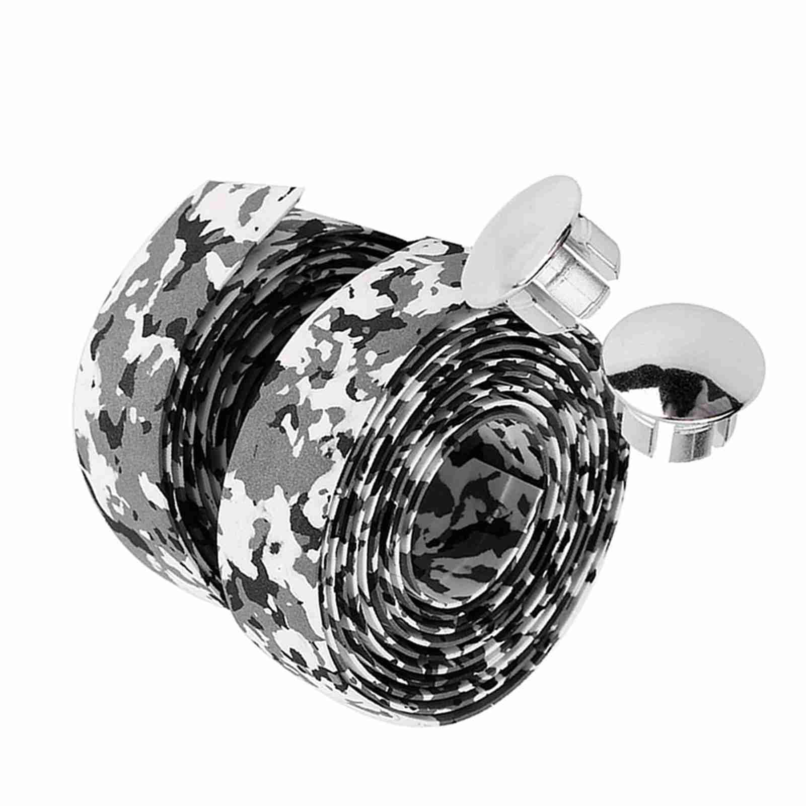 Alomejor Bicycle Handlebar Tape Bicycle Handle Bar Tape Wraps with 2 Bar Plugs 2PCS Cycling Handle Wraps for Mountain Bike Road Bike(Black+White)