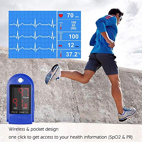 Fingertip Pulse Oximeter Blood Oxygen Saturation Monitor with Batteries Storage Bag and Lanyard
