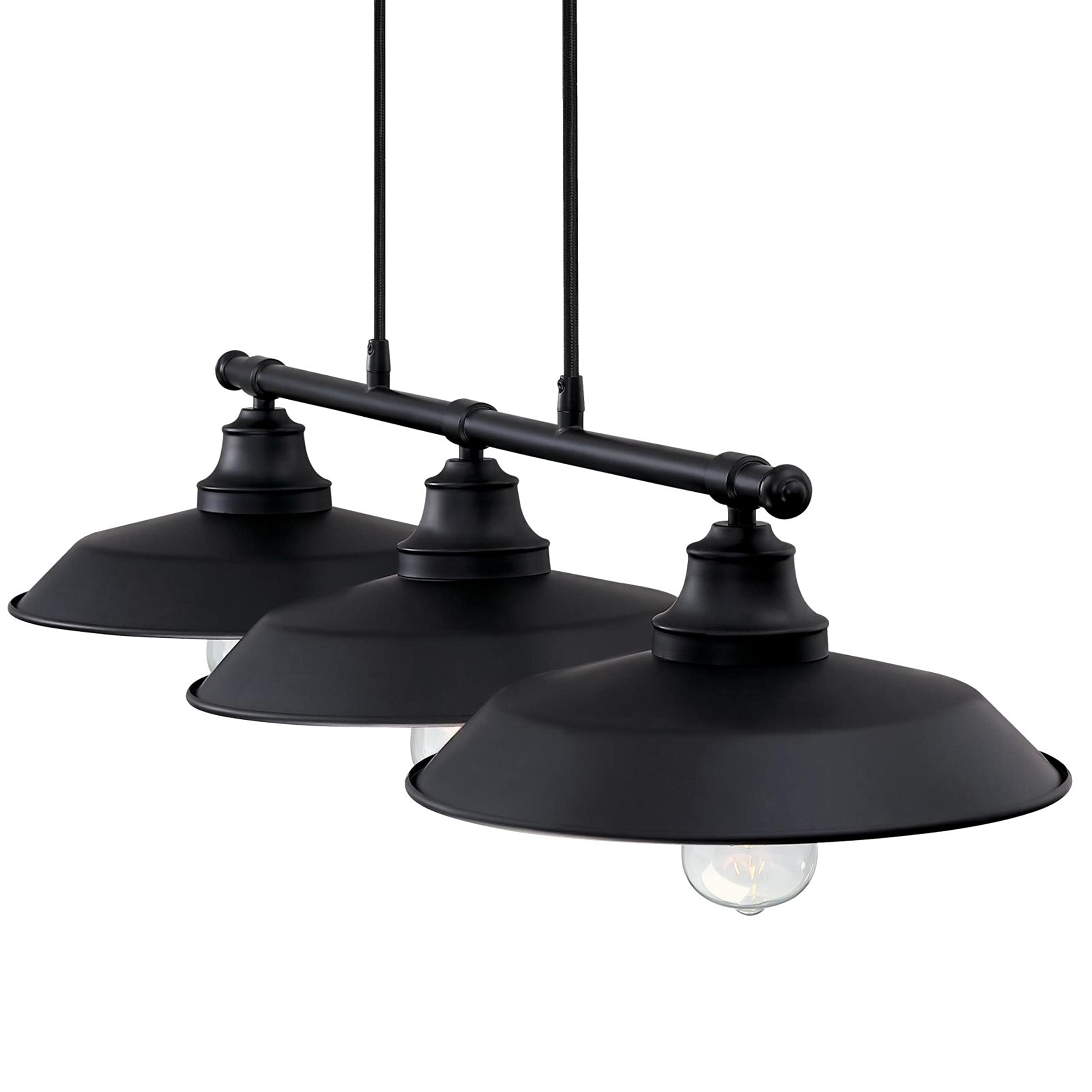 Westinghouse 6129400 Iron Hill Vintage-Style Three Light Indoor Pulley Pendant, Matte Black Finish
