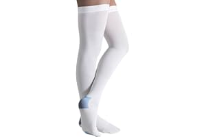 MENG YU QIAN XUN TED Hose Compression Stockings for Women & Men,Anti Embolism Thigh High Compression Socks with Inspection Hole,15-20mmHg Medical Compression Hose,Unisex White