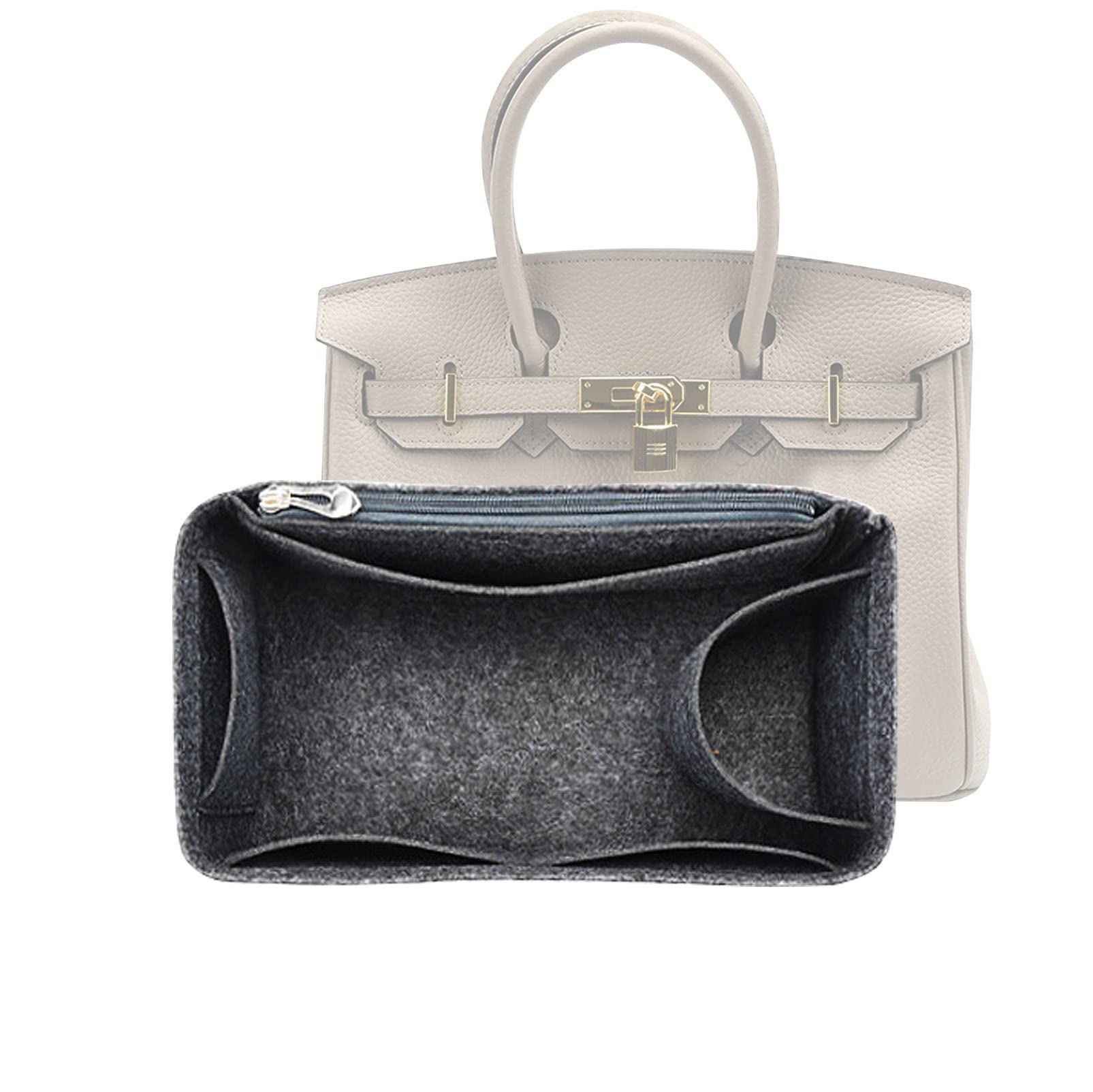 Photo 1 of Lckaey Purse Organizer for Hermes birkin bag 30 Felt organizer insert Y013grey-M