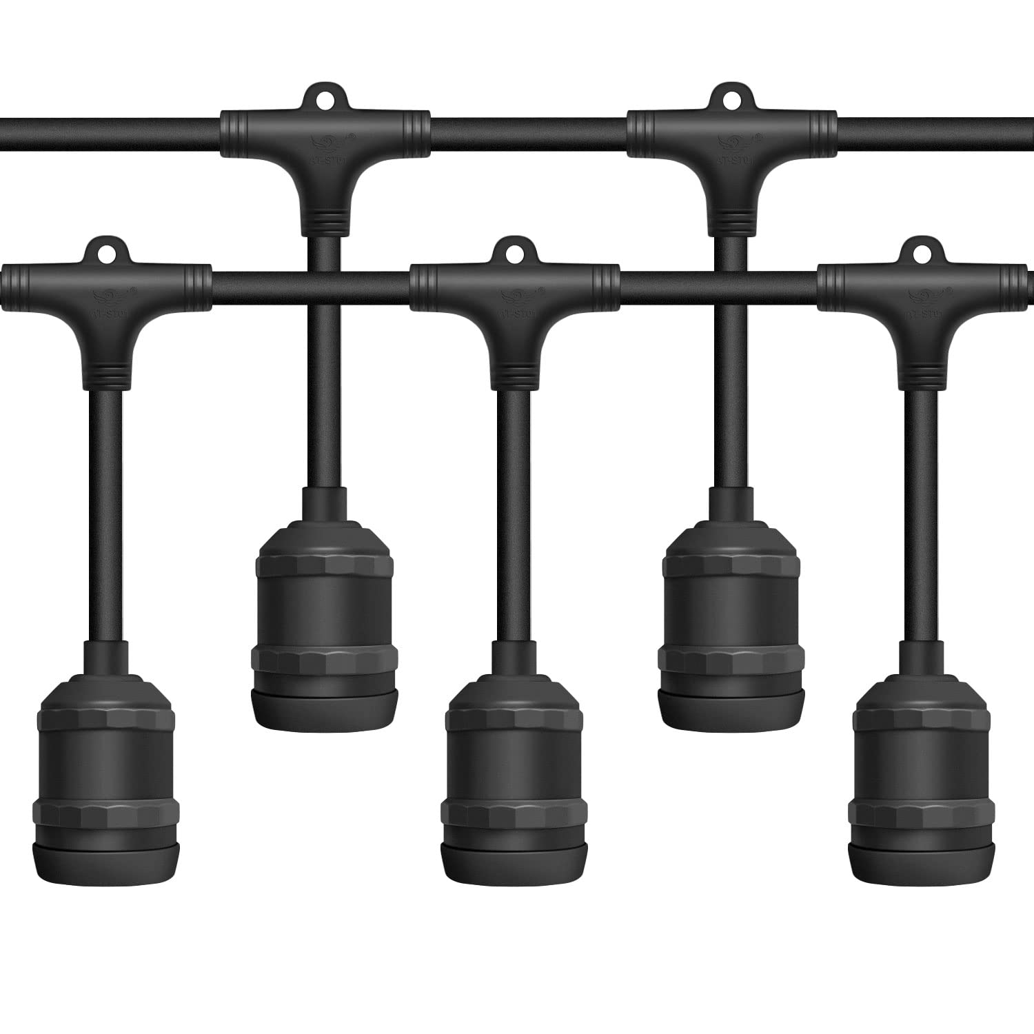 EXTRASTAR Outdoor String Lights Mains Powered 10M/33FT, E27 Connectable Festoon Lights with 15 Hanging Sockets, IP65 Waterproof Garden Patio Lights for Christmas Wedding Party