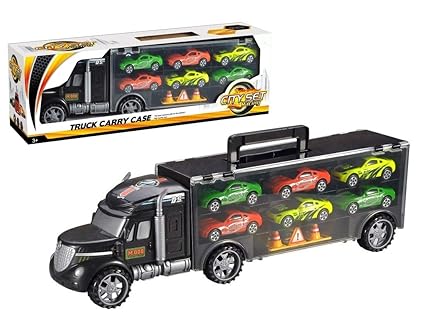 SUPER TOY Die-cast Unbreakable Construction Car Truck Carrier Vehicle Toy Play Set (6 Car Set)