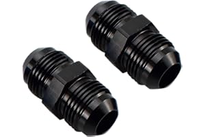 AC PERFORMANCE Black Aluminum -3 AN Male Flare to AN3 Male Coupling Hose Union Fuel Fitting Adapter, Pack of 2