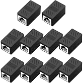 QINGLER RJ45 Cat6 Coupler Ethernet Extender Connector Female to Female | 10 Pack in line Coupler Cat7 Cat6 Cat5e Cat5 Ethernet Cable Extender Black