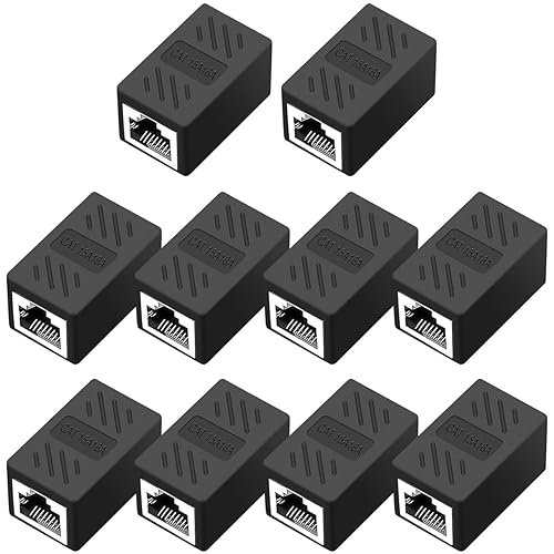 QINGLER RJ45 Cat6 Coupler Ethernet Extender Connector, 10 Pack in line ...