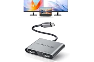 avedio links USB C Dual HDMI Adapter 4K, Type-C to HDMI Splitter for 2 Monitors, 4K@60Hz Single or 4K@30Hz Dual Display, Exte