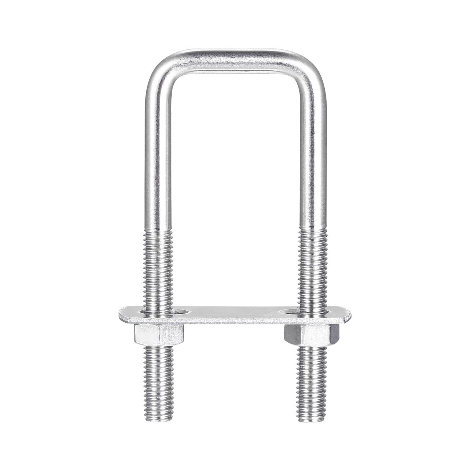 TA-VIGOR 3 sets M8 Square U-Bolts, 32mm Inner Width 100mm Length 304 Stainless Steel U-Bolts with Nut, Plate for Attaching Piping Conduit Cable Tube Brackets Boat Trailer