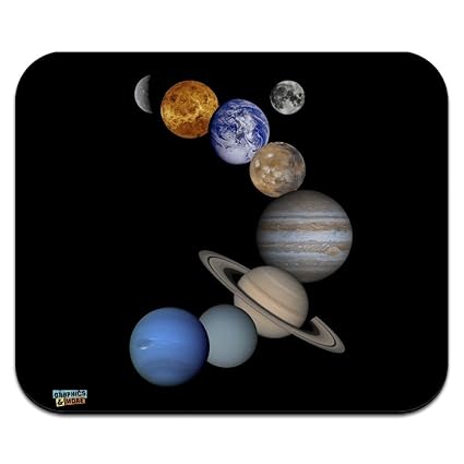 Solar System Planets Mercury Venus Mars Earth Moon Jupiter Saturn Uranus Neptune Low Profile Thin Mouse Pad Mousepad