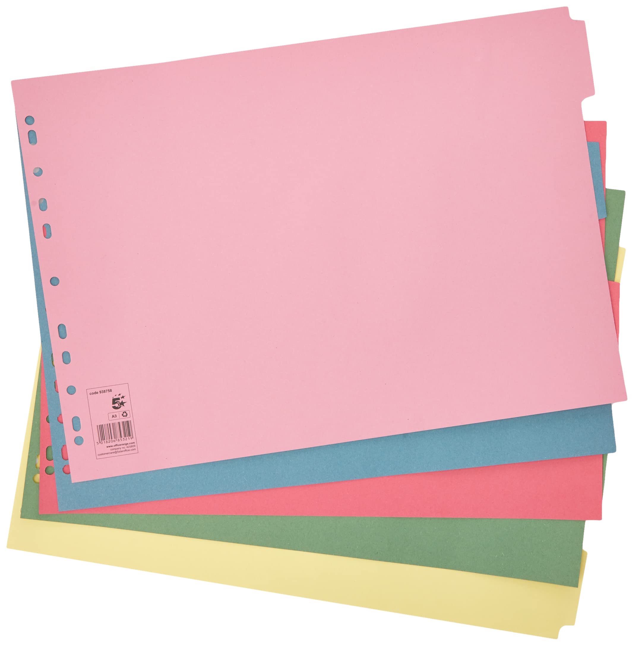 5 Star Office 938758 A3 Subject Dividers Manilla Card - Multi-Colour