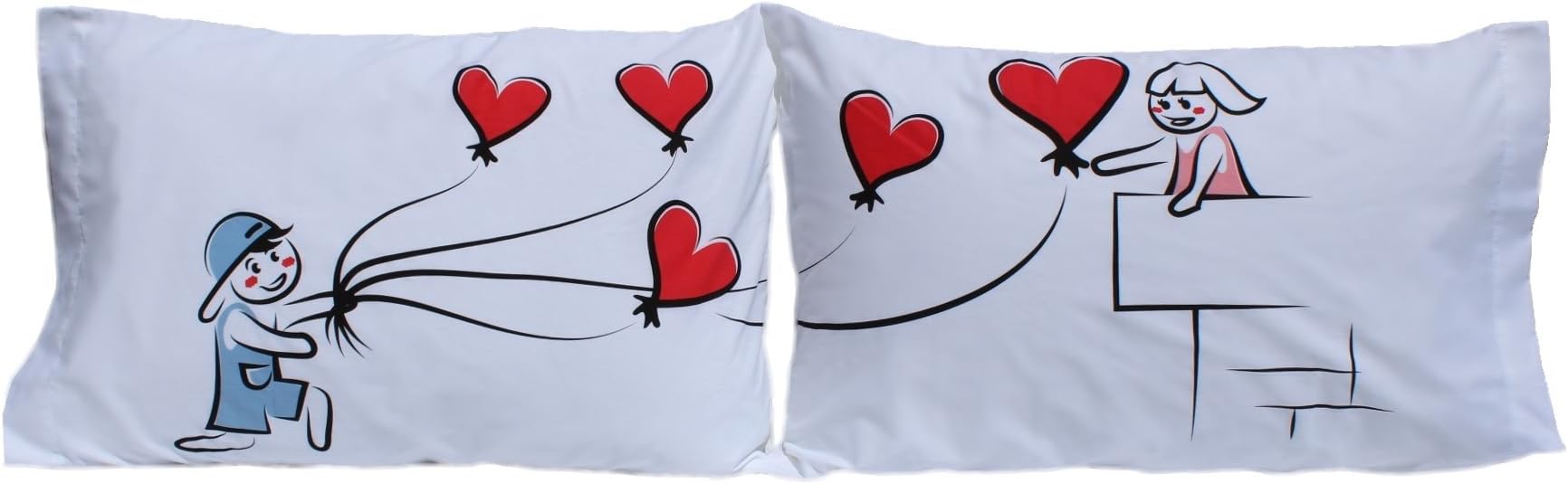 StellaMia Balloons His and Hers Pillowcases | Ideal Anniversary, Wedding, Engagement & Valentines Gift for Couples | Fits Standard & Queen Size Pillows | 2 Pillow Covers | 30 in. x 20 in.