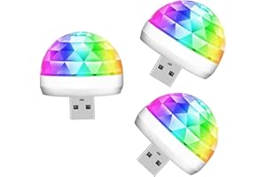 Lmaytech USB Mini Disco Ball Party Lights, DJ Stage Strobe Lights, Portable Led Car Atmosphere Light for Xmas Stocking Stuffers, Parties, Karaoke, Bar (3 Packs)