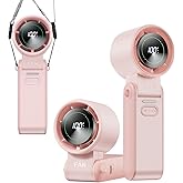 KIMMOO 3-in-1 Portable Handheld Turbo Fan -100 Speeds, 10800 RPM, 12Hrs Cooling, Digital Display, 120° Rotation, USB Recharge