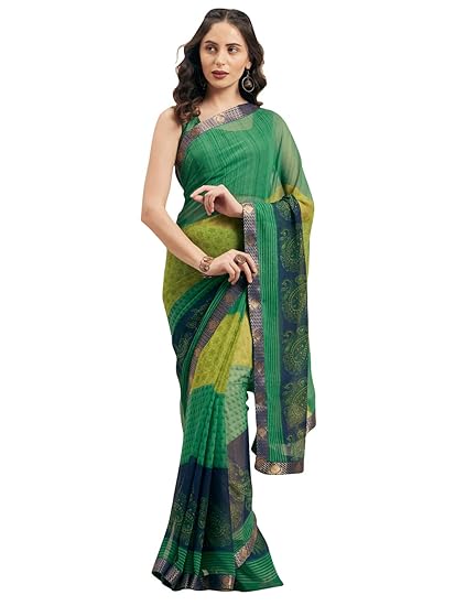 Georgette Abstarct Print Saree[S_GEET11001SR01_perent_Yellow]