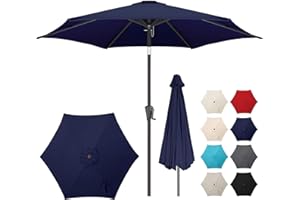 AckMizz 7.5ft Outdoor Patio Umbrella - Table Umbrella Waterprool UV Protection, Sombrillas de Patio with Push Button Tilt&Crank, Sun Umbrella for Pool, Porch, Garden, Deck, Backyard(Dark Blue)