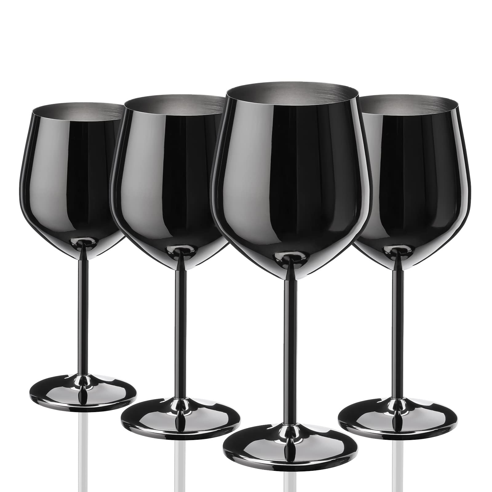 Photo 1 of WOTOR Black Wine Glasses Set of 4, 18oz Stainless Steel Wine Glasses, Unbreakable & Portable Stemmed Metal Wine Glass for Outdoor, Travel, Camping and Pool, Ideal Gift for Wine Lovers (Black)
