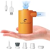 FLEXTAILGEAR MAX Pump Portable Air Pump with 3600mAH Battery USB Rechargeable Air Pump-Quick Inflate Deflate for Sleeping Pads, Air Mattress, Pool Toys, Floats, Swimming Ring, Air Bed (Orange)
