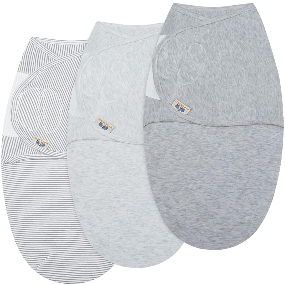 Photo 1 of BlueSnail Ultra Soft Newborn Essentials Easy Wrap Swaddle Blankets, Adjustable Baby Cotton Swaddle Wrap (0-3M, 8-13lbs, Grey Set)