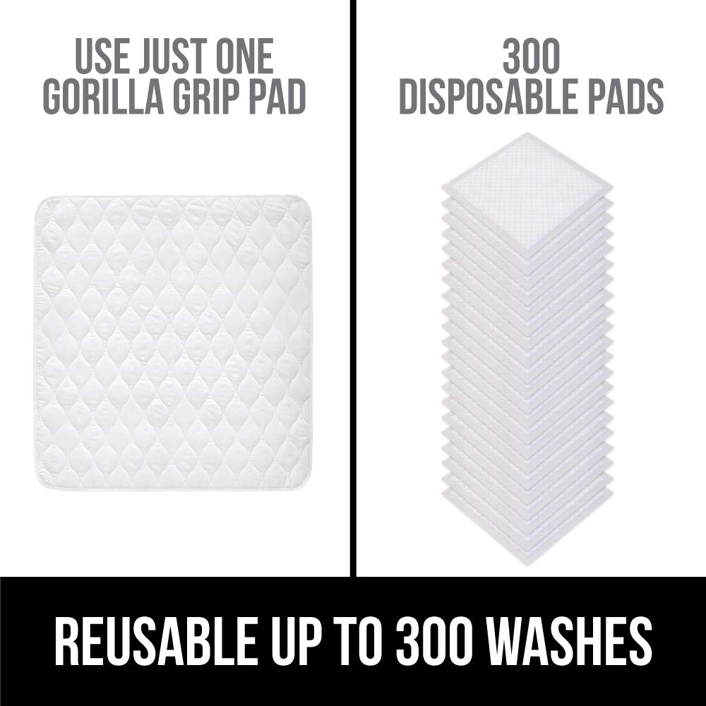 GORILLA GRIP Slip-Resistant Leak Proof Mattress Pad Protector, 52x34, Absorbs 8 Cups, Oeko Tex Certified, Waterproof Bed Wetting Incontinence Cover, Washable Hospital Grade Pads for Toddlers, Single : Baby