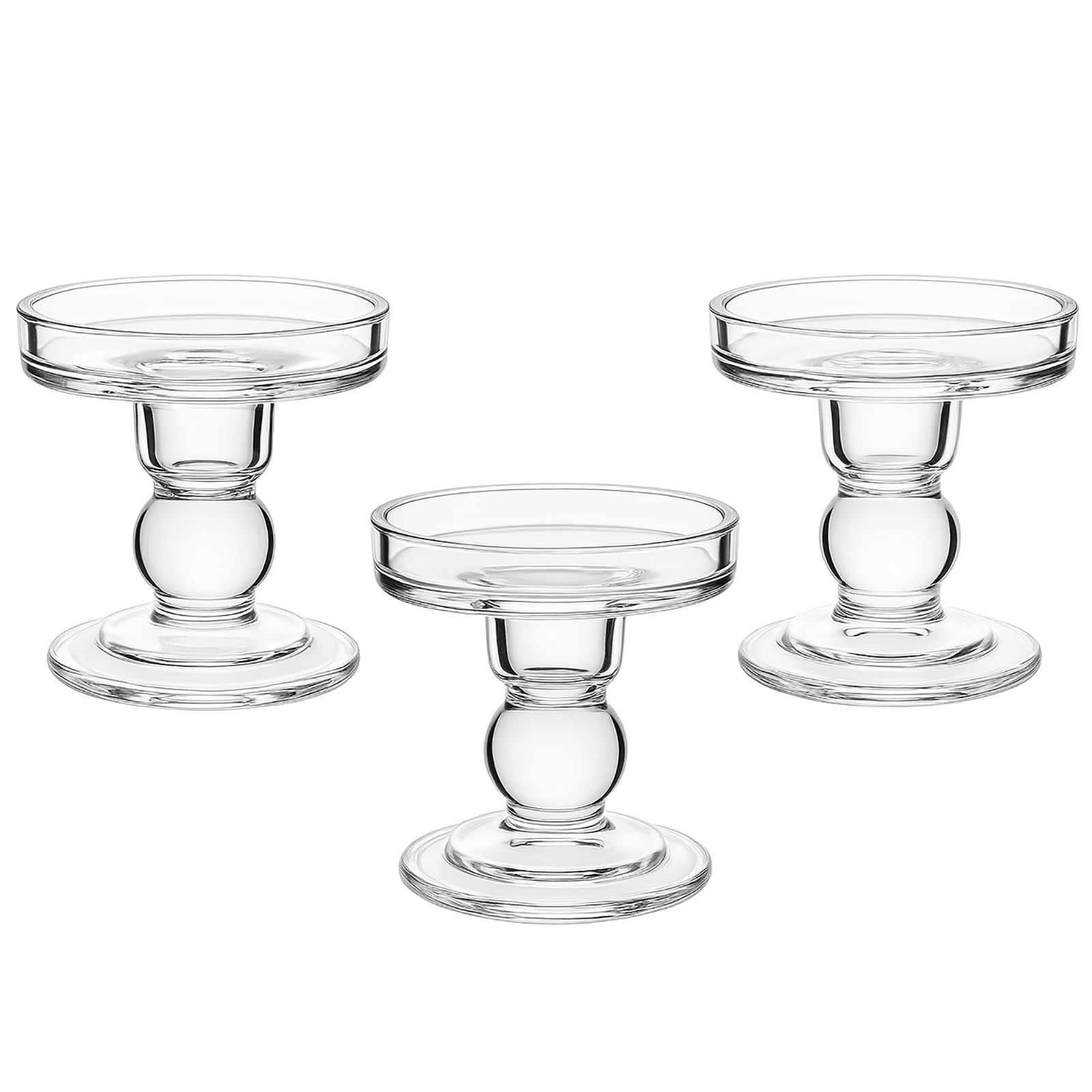 Photo 1 of OYATON Glass Candle Holders for Pillar Candle or 3/4 inch Taper Candle, Unity Candle Holder Set of 3 for Wedding Ceremony Set, Candlestick Holder for Table or Home Decoration