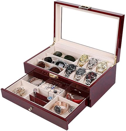 Cajas de reloj 2 capas de madera joyería Relojes caja de regalo caja de madera de