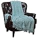 Chanasya Super Soft Beautiful Elegant Decorative Woven Popcorn Texture Couch Bed Baby Blue Teal Throw Blanket with Ball Fringe- Light Baby Blue