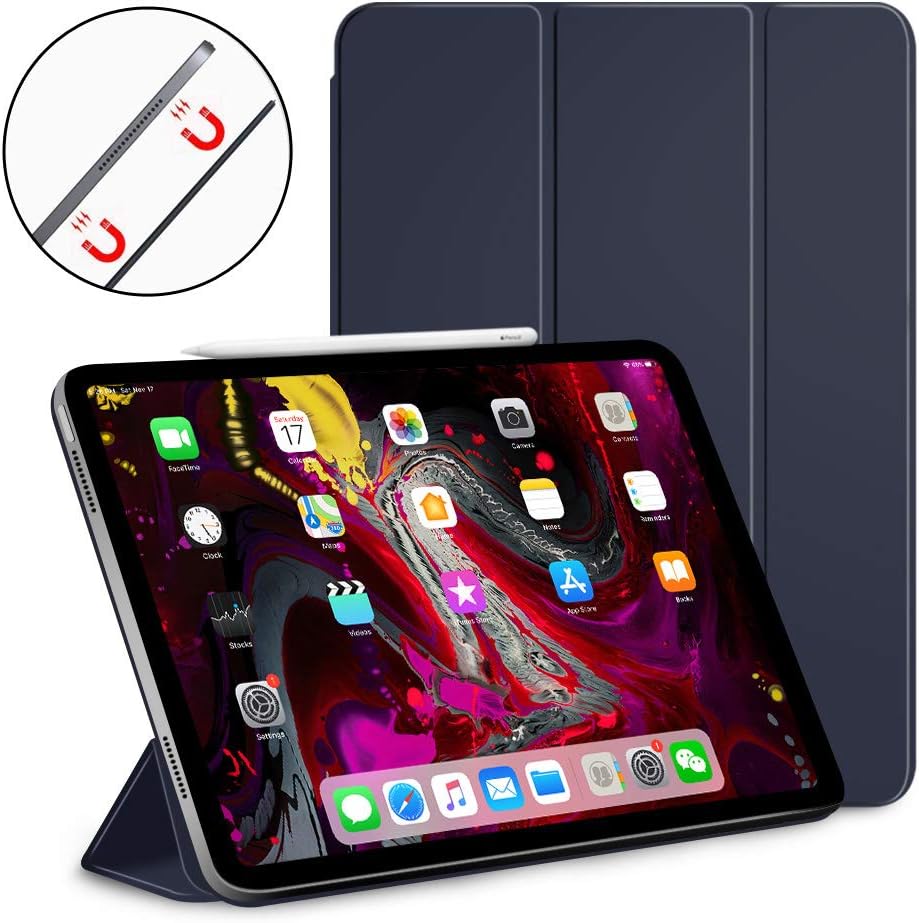 XIWMIX Magnetic Attraction Case for New iPad Pro 12.9 2018, Ultra Slim Lightweight Smart Cover with Apple Pencil Magnetically Attach Charge, Auto Sleep/Wake Cover for The iPad Pro 12.9 2018 (Blue)