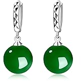 Bellitia Jewelry 925 Sterling Silver Natural Fresh Water Pearls/Green Onyx/Red Onyx Hoop Earrings for Women, Pierced Earrings for Christmas Valentine's day, 12mm
