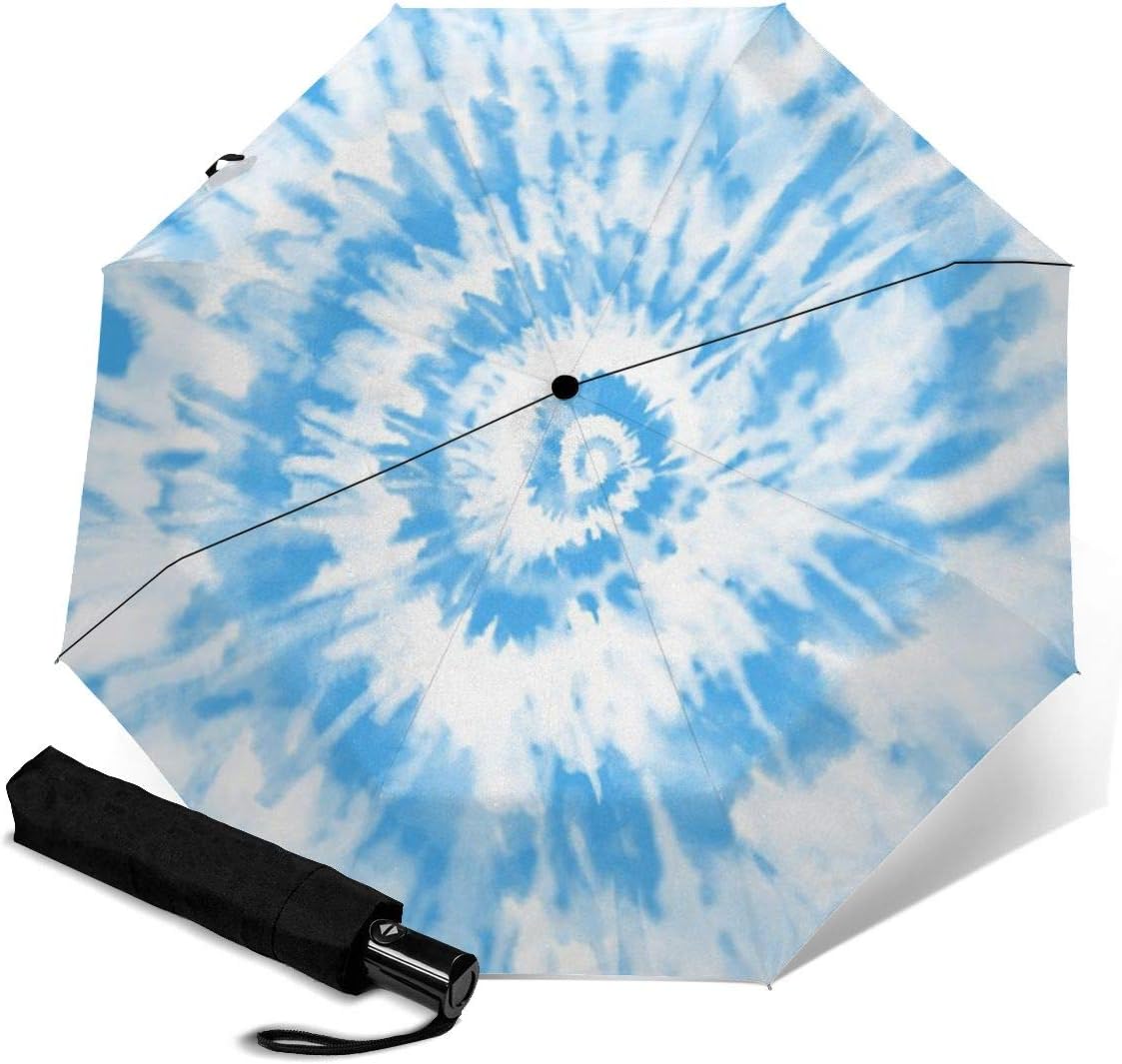 Light Ocean Blue Tie Dye Umbrella Waterproof Windproof UV Protection