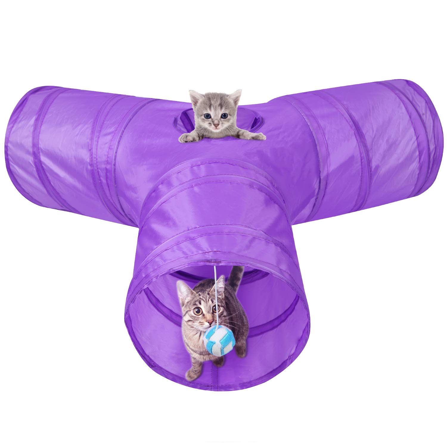 MFEI FEI Cat Play Tunnel, Pet Tunnel 3 Way Crinkle Collapsible Tube Toy Tunnel for Cats Rabbits, Dogs, pets for His Pet