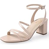 Ankis Strappy Heels for Women Square Nude White Black Open Toe Chunky Block Heels Ankle Strap Buckle Sandals for Women Comfortable Wedding Party Dress Shoes 2026