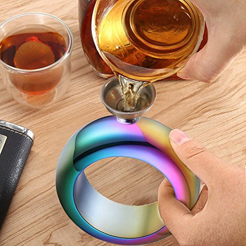 BOKIN Bracelet Bangle Flask Creative 304 Stainless Steel Wine/Alcohol Wrist Flasket with Rhinestone Lid, Funnel in Gift Box For Women Girls Dance Birthday Party Club Bar 3.5oz - Thumbnail 3