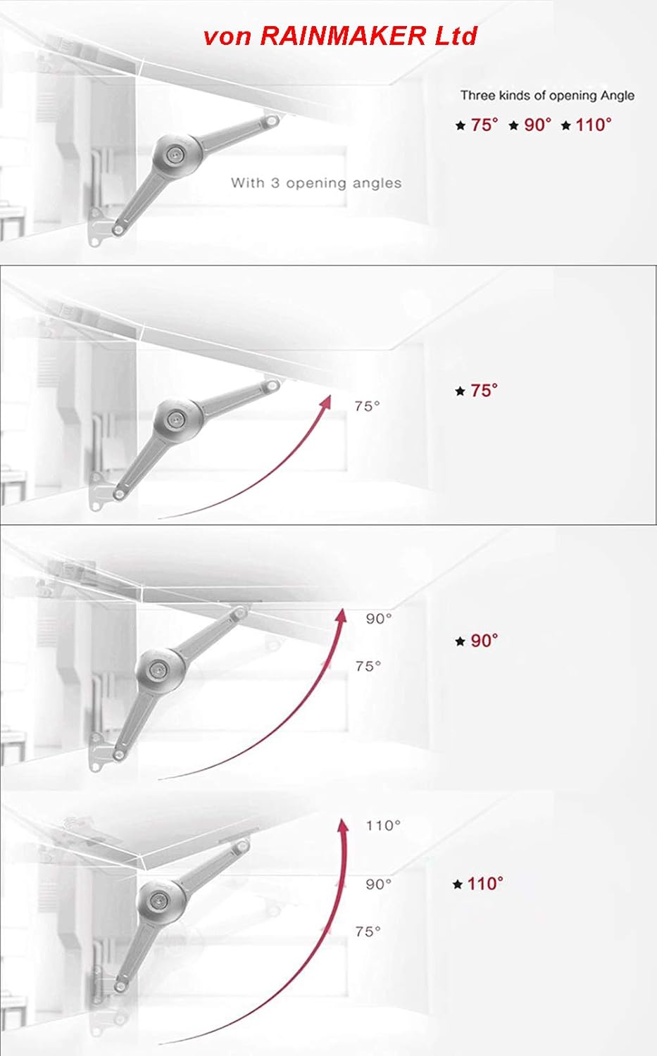 HAFELE Duo Standard Flap Lid Stay Lift Support System for Kitchen Wardrobe Cupboard Cabinet Door Open Upward and Downward Self Closing Hinges Germany Brand Silver Pack of 1 - Image 4