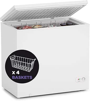Northair Chest Freezer - 7 Cu Ft with 4 Removable Baskets - Reach In Freezer Chest - Quiet Compact Freezer - 7 Temperature Settings - White