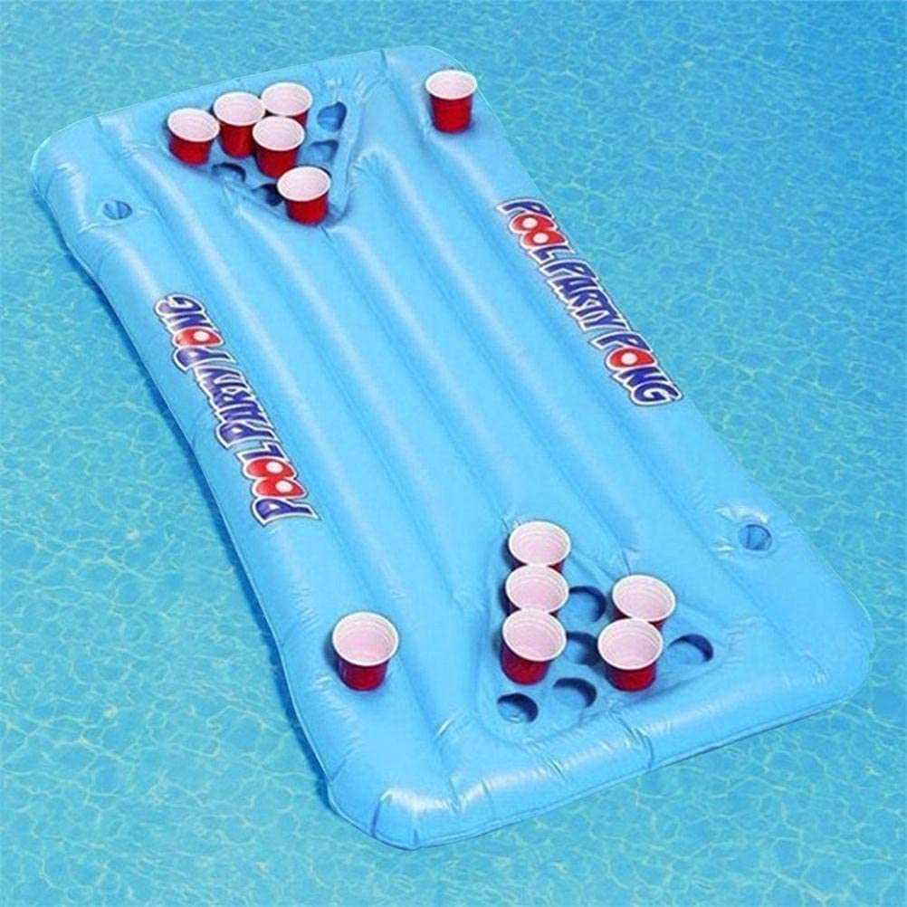 Inflatable Beer Pong Table Mattress Beer Pong Air Mattress Multifunctional Inflatable Beer Pong Table for Beach Swimming Pool Camping Pool Party
