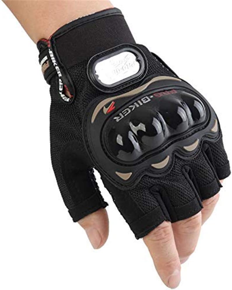 Pro-Biker Bicycle Short Sports Leather Motorcycle Powersports Racing Gloves (BK, Large)