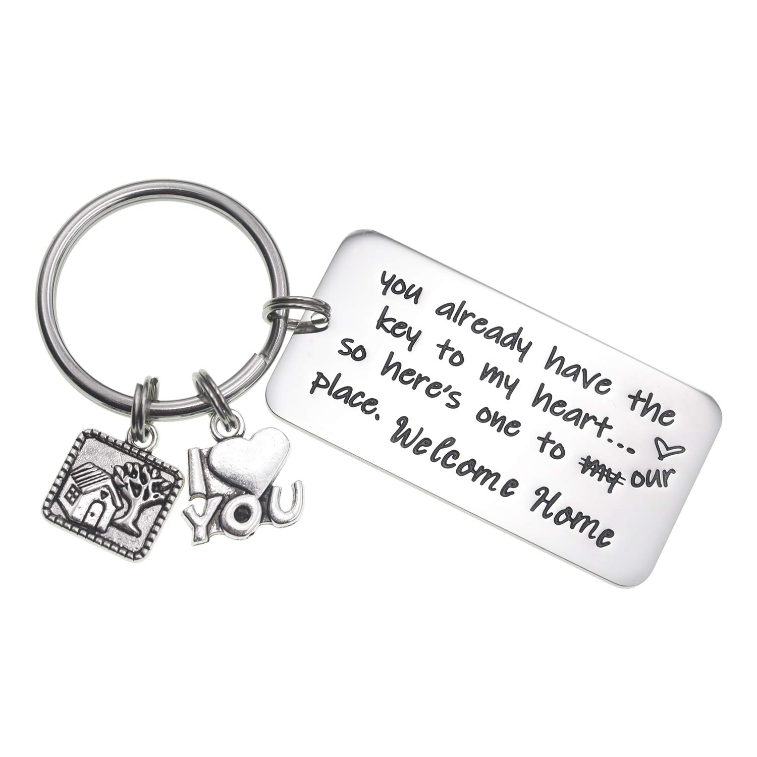 You Already Have The Key to My Heart So Here’s One to Our Place Housewarming Gifts Boyfriend Girlfriend Keychain Valentine Gifts for Men (Key to My Heart)