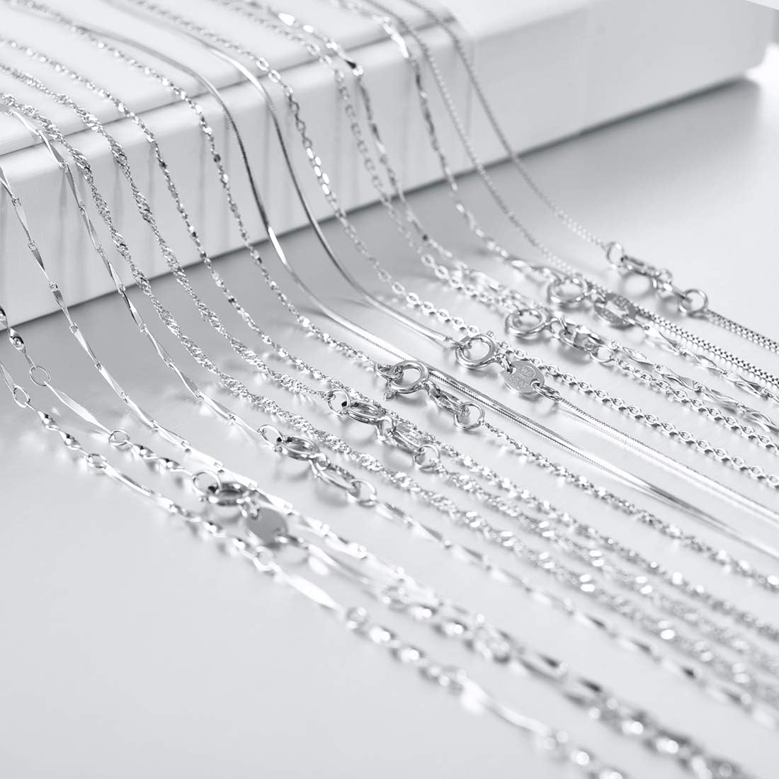 DALARAN Silver Chain for Women 16 Inch Sterling Silver Box Chain Necklaces 40cm, 16 inch / 40 cm - Image 4