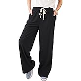 Ailoqing Women's Casual Corduroy Pants Drawstring Elastic Mid-Rise Straight Leg Pants Loose Comfy Trousers with Pockets