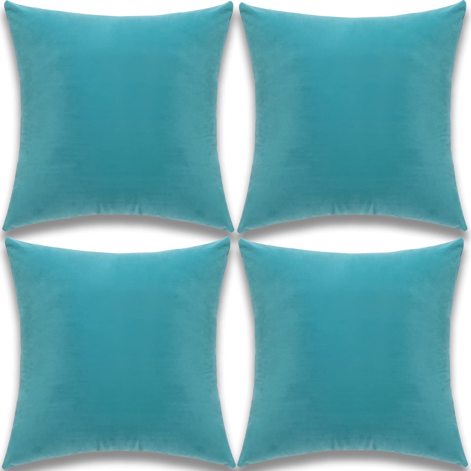 Yonous Cushion Covers, Soft Premium Velvet Decorative Throw Pillow for Sofa Bed Couch Chair, Set of 4, Teal, 16 x 16 inch / 40 x 40 cm — image 1