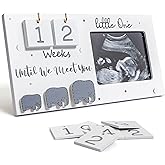 Sonogram Picture Frame, Ultrasound Photo Frame with Baby Countdown Weeks, Expecting Parents to be Pregnancy Gift Congratulations Pregnancy Must Have Grandparent Baby Announcement First Time Mom to Be