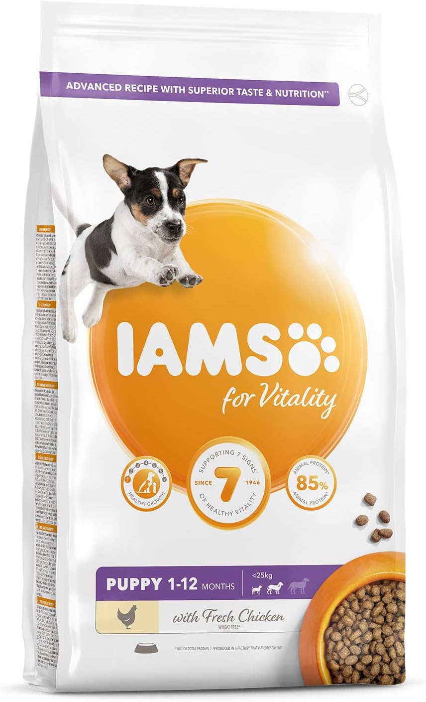 Other Iams Vitality Puppy Small & Medium Dog Food With Fresh Chicken 2kg, clear, 2 kg (Pack of 1)