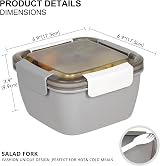 Greentainer 52 OZ to Go Salad Container Lunch Box BPA-Free 3-Compartment Grey view 5